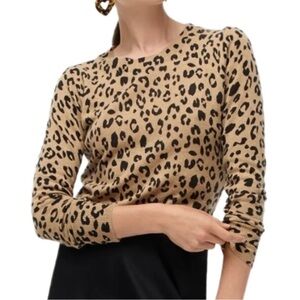 J Crew Cashmere Leopard Crew Neck Sweater